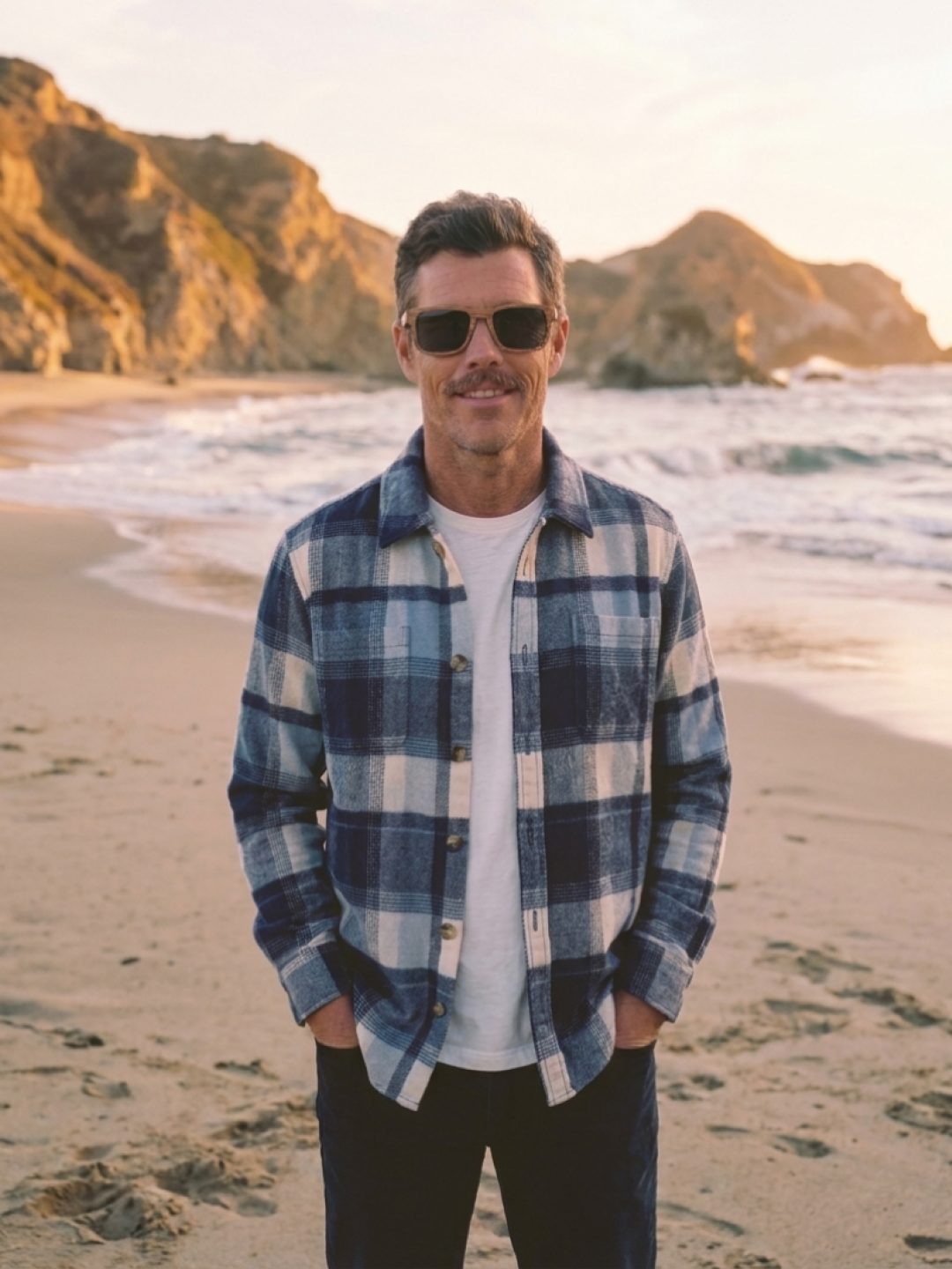 Manly square wood sunglasses walnut laminated timber frame - polarised UV400 eco-friendly sunnies Manly Beach Australia 
