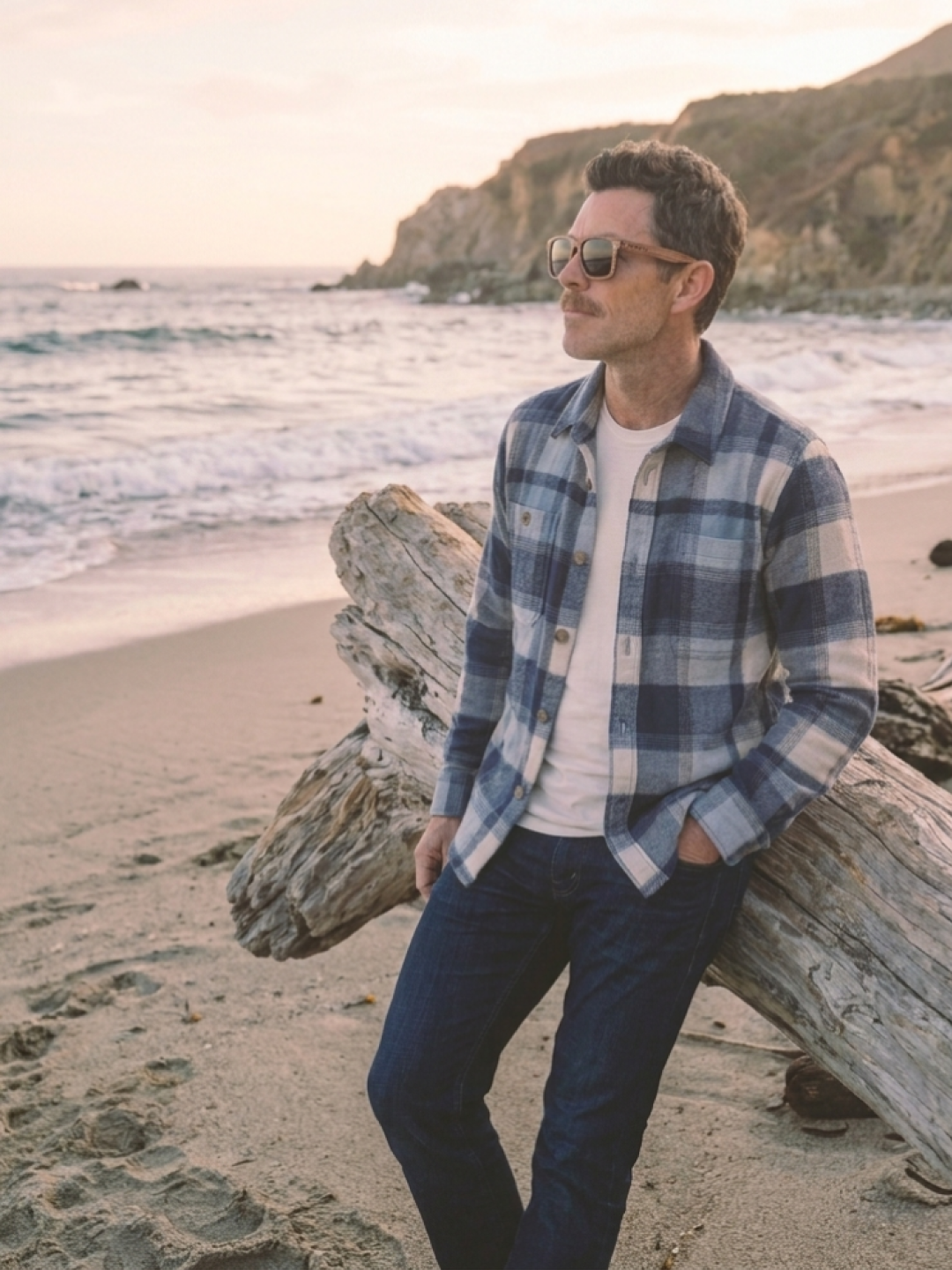 Manly square wood sunglasses zebra wood laminated timber frame - polarised UV400 eco-friendly sunnies Manly Beach Australia 