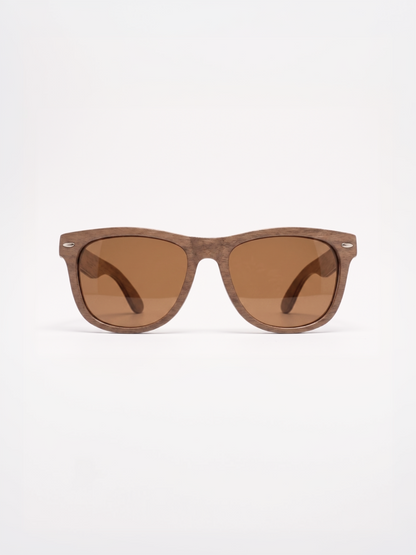 Wayford wayfarer wood sunglasses walnut laminated timber frame - polarised UV400 eco-friendly sunnies Manly Beach Australia 