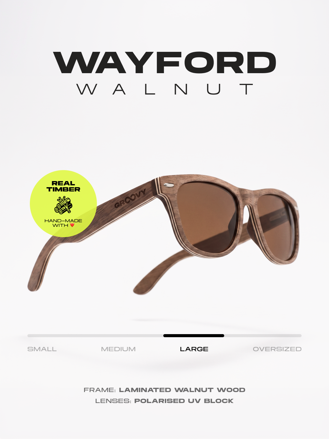 Wayford wayfarer wood sunglasses walnut laminated timber frame - polarised UV400 eco-friendly sunnies Manly Beach Australia 