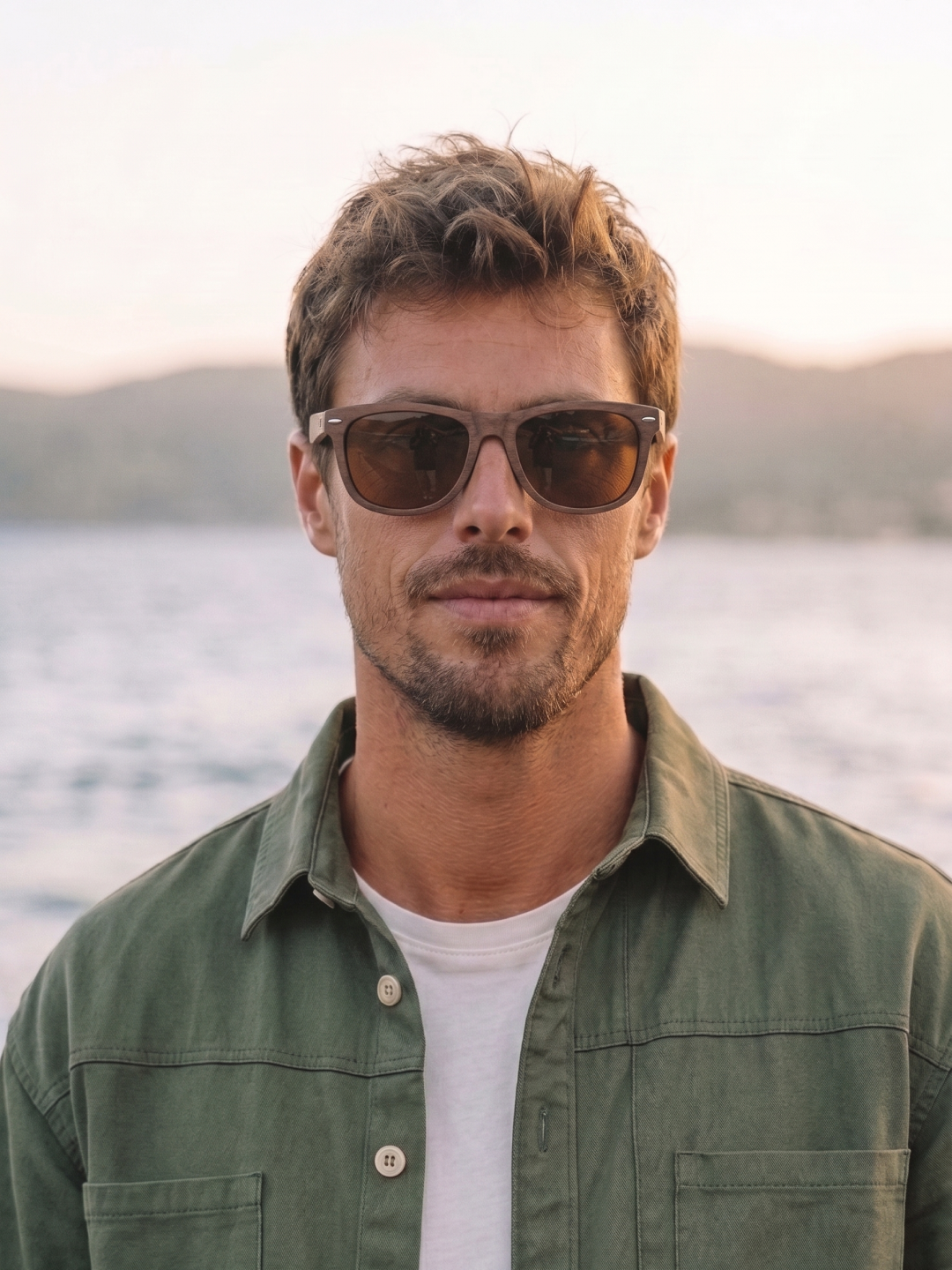 Wayford wayfarer wood sunglasses walnut laminated timber frame - polarised UV400 eco-friendly sunnies Manly Beach Australia 