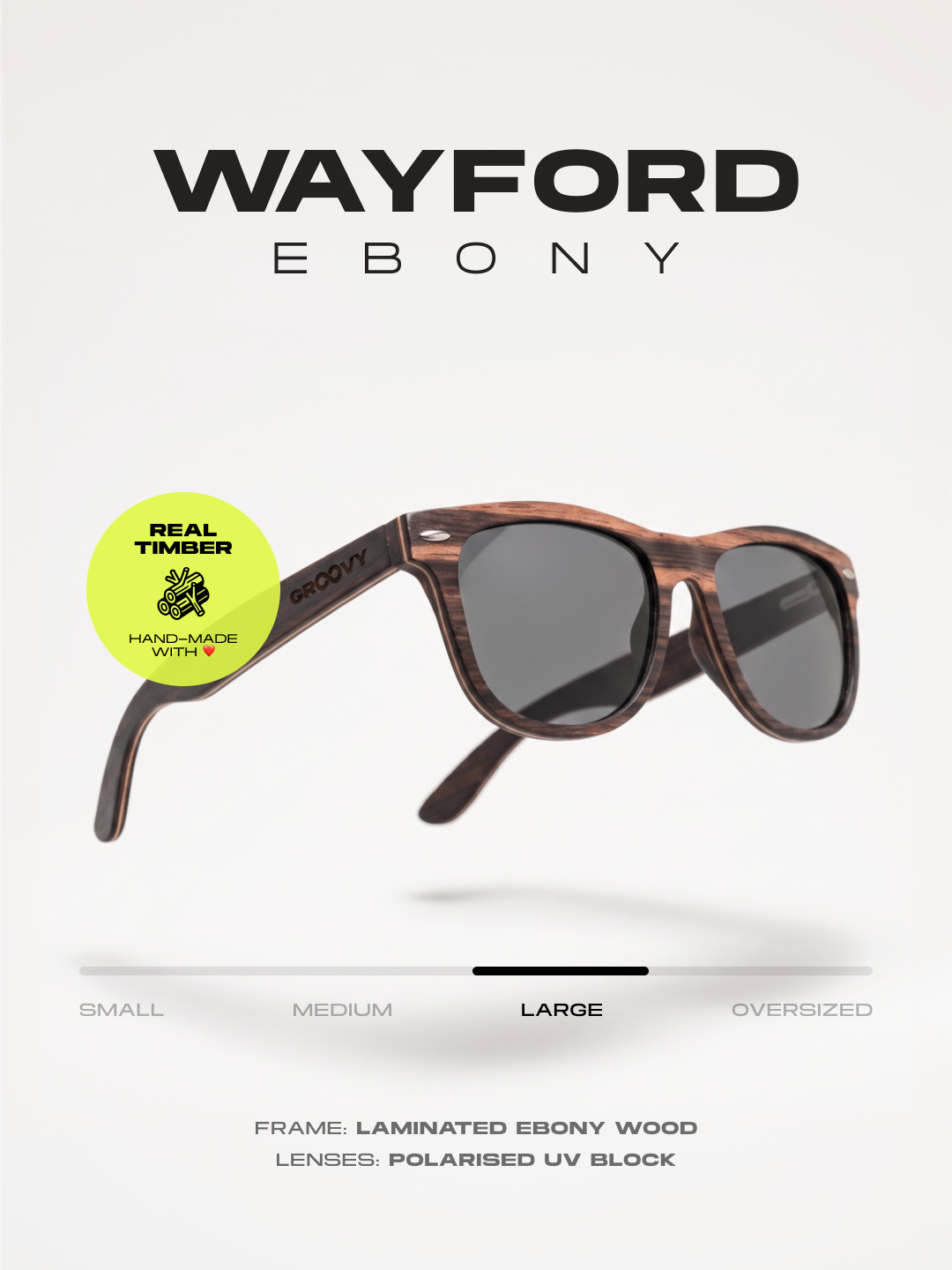 Wayford wayfarer wood sunglasses ebony laminated timber frame - polarised UV400 eco-friendly sunnies Manly Beach Australia 