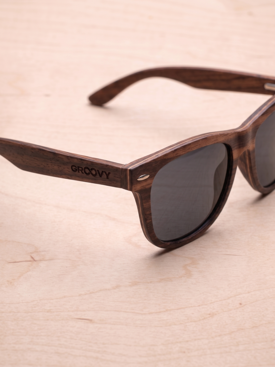 Wayford wayfarer wood sunglasses ebony laminated timber frame - polarised UV400 eco-friendly sunnies Manly Beach Australia 