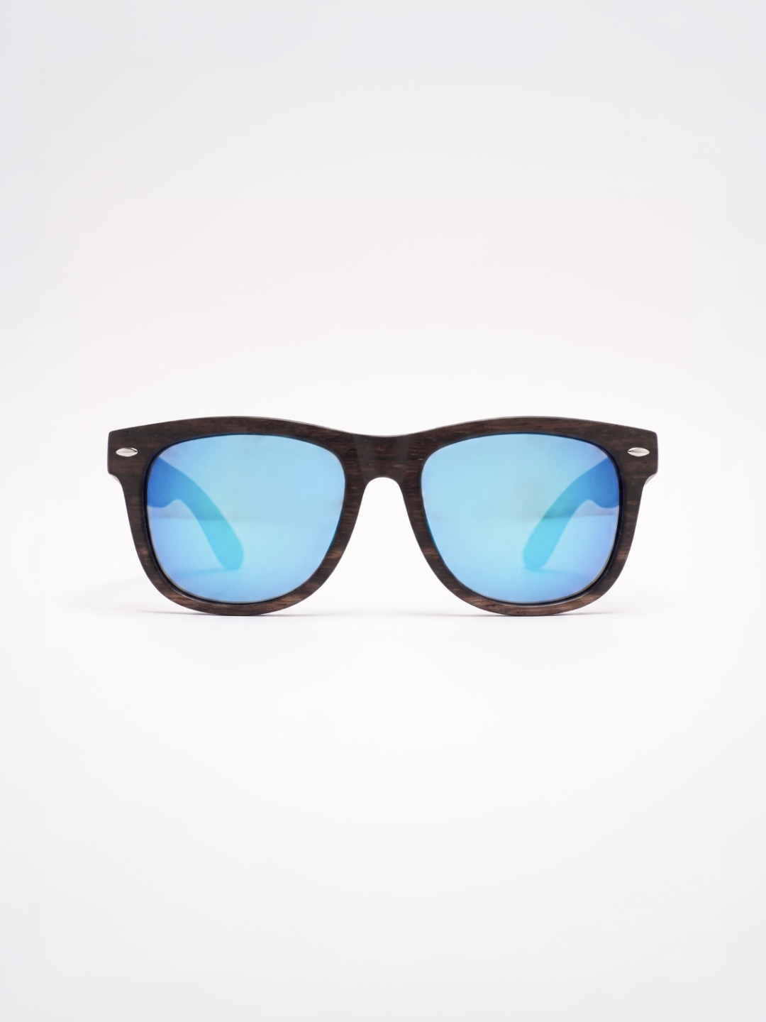 Wayford wayfarer wood sunglasses sky laminated ebony timber frame blue mirror - polarised UV400 eco-friendly sunnies Manly Beach Australia 