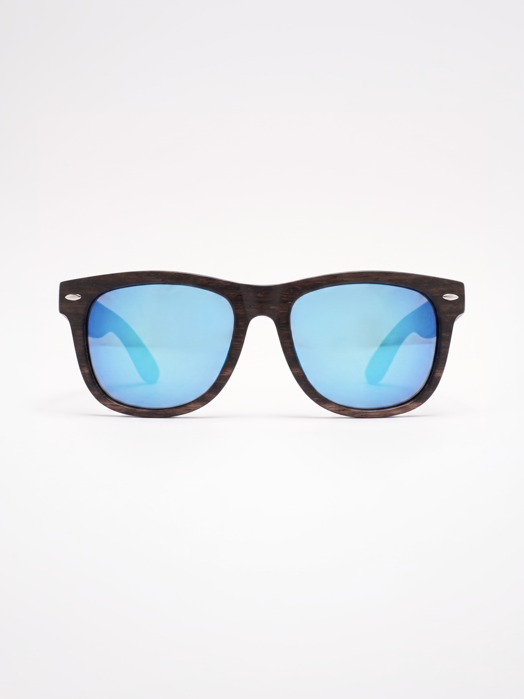 Wayford wayfarer wood sunglasses sky laminated ebony timber frame blue mirror - polarised UV400 eco-friendly sunnies Manly Beach Australia 