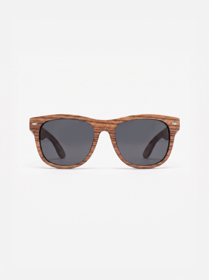Wayford wayfarer wood sunglasses zebra wood laminated timber frame - polarised UV400 eco-friendly sunnies Manly Beach Australia 