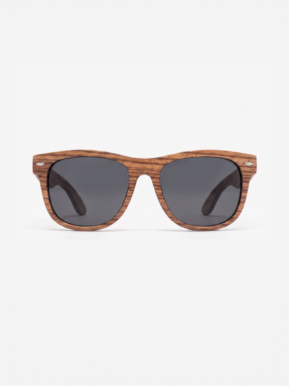 Wayford wayfarer wood sunglasses zebra wood laminated timber frame - polarised UV400 eco-friendly sunnies Manly Beach Australia 