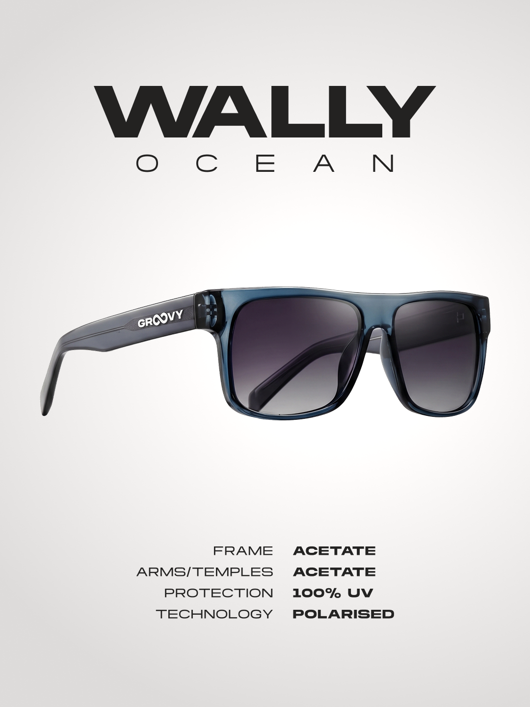 Wally squared surf sunglasses acetate frame - polarised UV400 eco-friendly sunnies Manly Beach Australia 