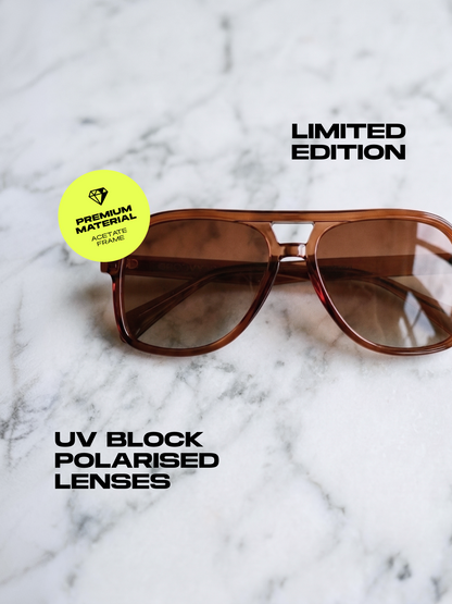 Skyer aviator retro sunglasses sunrise premium acetate frame - gradient polarised UV400 eco-friendly sunnies Manly Beach Australia 