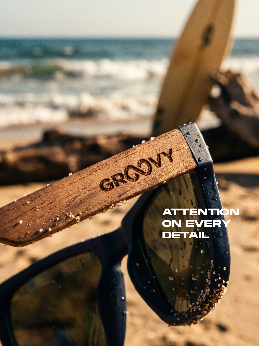 Outrider square sunglasses navy TR90 frame walnut beech wood temples - polarised UV400 eco-friendly sunnies Manly Beach Australia 