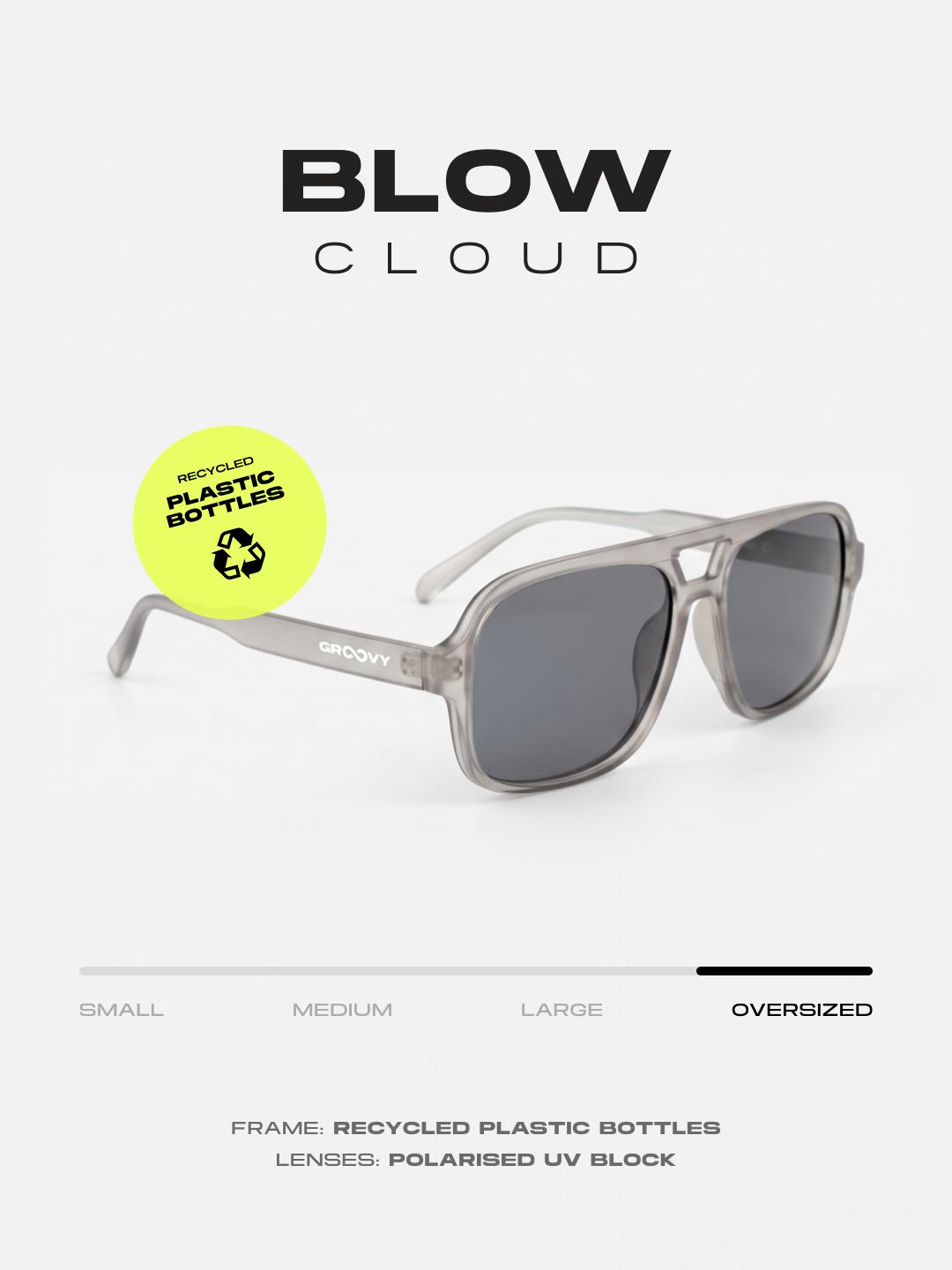Blow oversized aviator sunglasses cloud recycled PET frame - polarised UV400 eco-friendly sunnies Manly Beach Australia 