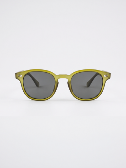 Breeze round retro sunglasses grass recycled PET frame - polarised UV400 eco-friendly sunnies Manly Beach Australia 