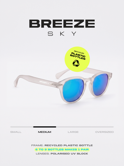 Breeze round retro sunglasses grass recycled PET frame - polarised UV400 eco-friendly sunnies Manly Beach Australia 