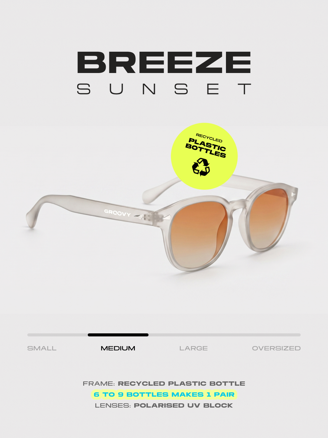 Breeze round retro sunglasses grass recycled PET frame - polarised UV400 eco-friendly sunnies Manly Beach Australia 