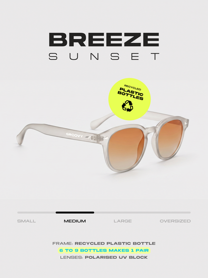Breeze round retro sunglasses grass recycled PET frame - polarised UV400 eco-friendly sunnies Manly Beach Australia 