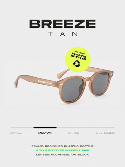 Breeze round retro sunglasses grass recycled PET frame - polarised UV400 eco-friendly sunnies Manly Beach Australia 