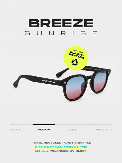 Breeze round retro sunglasses grass recycled PET frame - polarised UV400 eco-friendly sunnies Manly Beach Australia 
