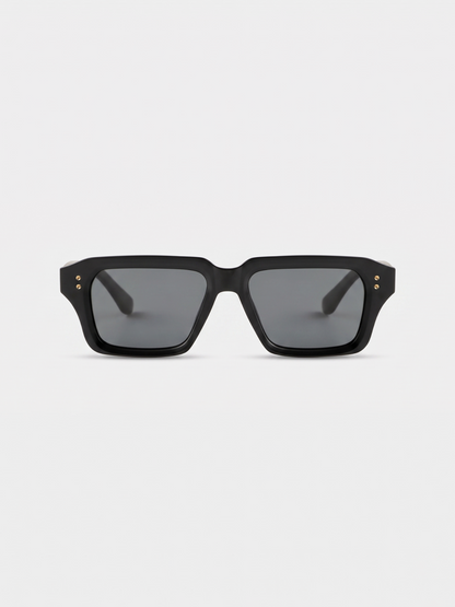 Flat square retro sunglasses black recycled PET frame - polarised UV400 eco-friendly sunnies Manly Beach Australia 
