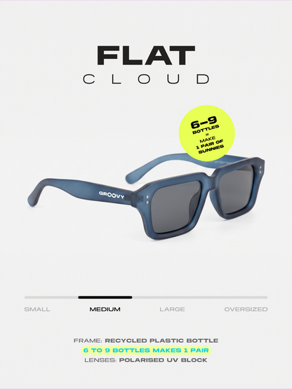 Flat square retro sunglasses black recycled PET frame - polarised UV400 eco-friendly sunnies Manly Beach Australia 