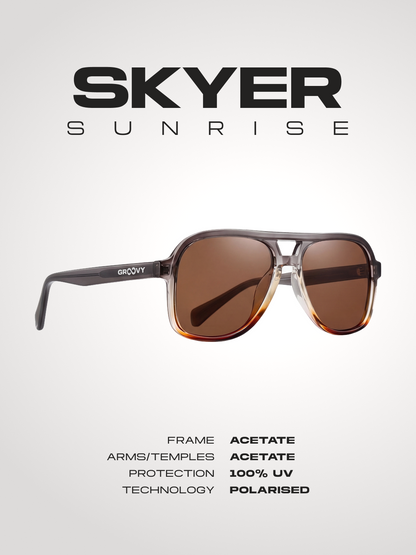 Skyer aviator retro sunglasses lucid acetate frame - polarised UV400 eco-friendly sunnies Manly Beach Australia 