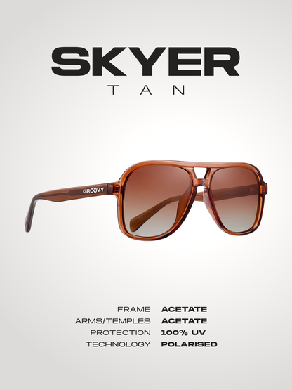Skyer aviator retro sunglasses lucid acetate frame - polarised UV400 eco-friendly sunnies Manly Beach Australia 