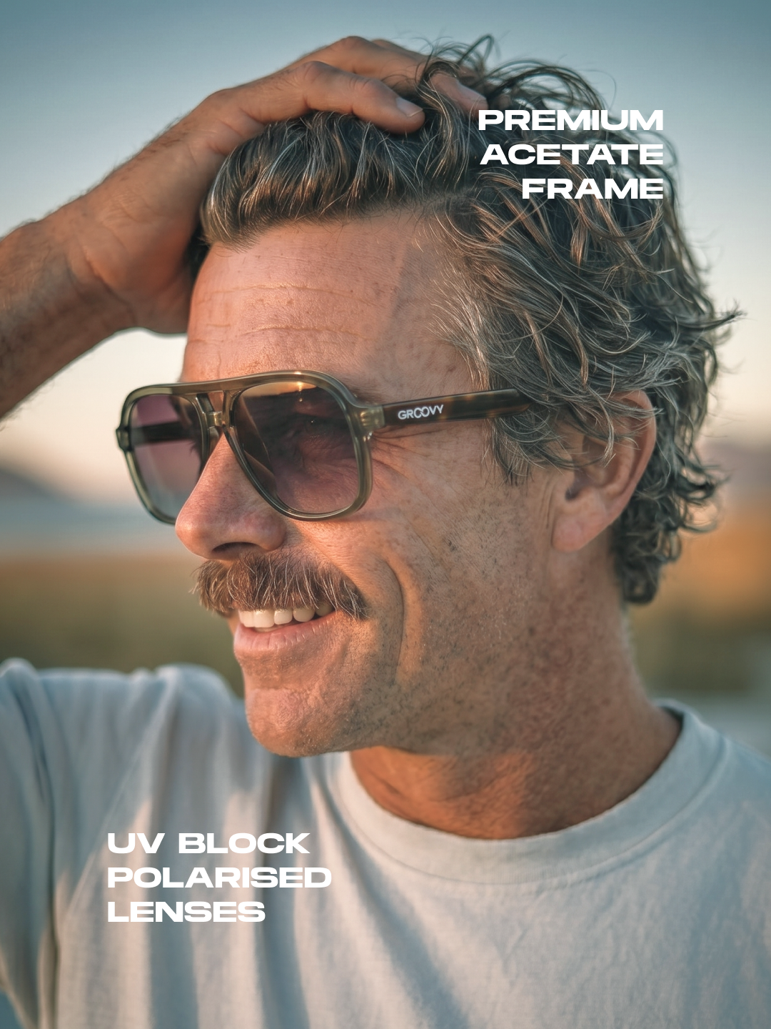 Skyer aviator retro sunglasses lucid acetate frame - polarised UV400 eco-friendly sunnies Manly Beach Australia 