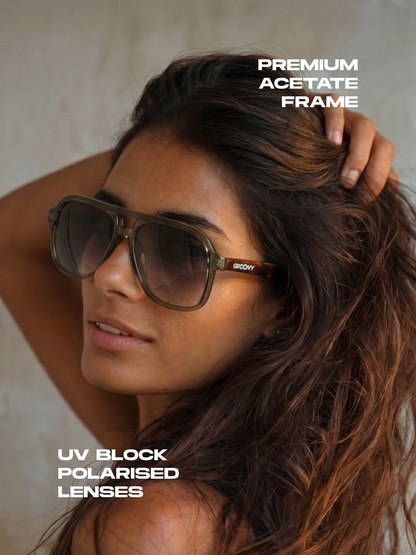 Skyer aviator retro sunglasses lucid acetate frame - polarised UV400 eco-friendly sunnies Manly Beach Australia 