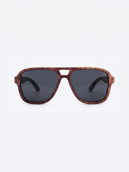 Aviator wood sunglasses red burl laminated timber frame - polarised UV400 eco-friendly sunnies Manly Beach Australia 