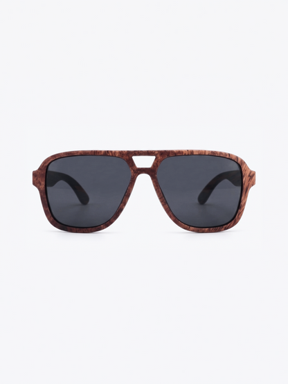 Aviator wood sunglasses red burl laminated timber frame - polarised UV400 eco-friendly sunnies Manly Beach Australia 