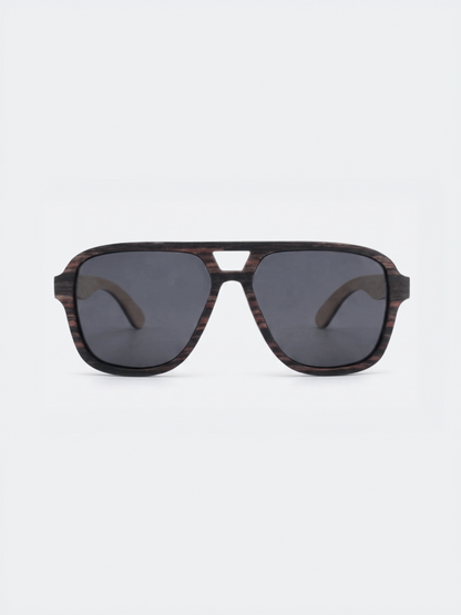Aviator wood sunglasses ebony laminated timber frame - polarised UV400 eco-friendly sunnies Manly Beach Australia 