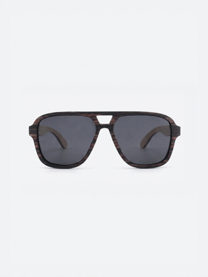 Aviator wood sunglasses ebony laminated timber frame - polarised UV400 eco-friendly sunnies Manly Beach Australia 