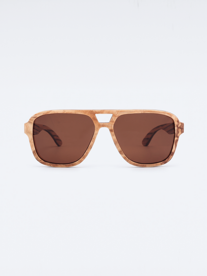 Aviator wood sunglasses burl laminated timber frame - polarised UV400 eco-friendly sunnies Manly Beach Australia 