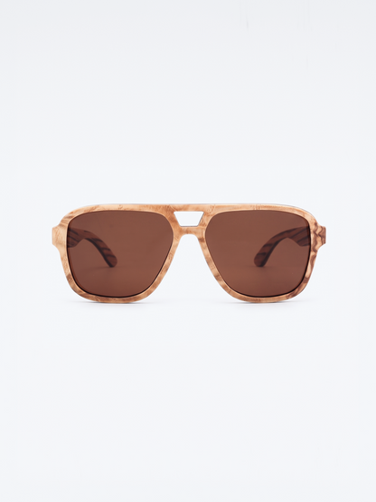Aviator wood sunglasses burl laminated timber frame - polarised UV400 eco-friendly sunnies Manly Beach Australia 